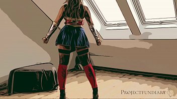 Wonder Woman cosplay – usado como uma vagabunda, fundiário do projeto